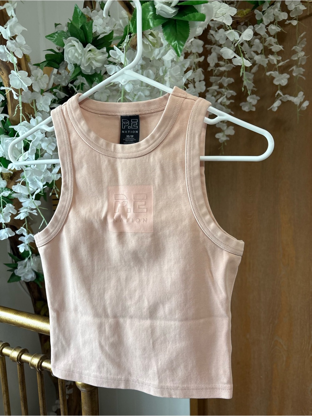 P.E Nation Blush Pink  Cropped Rib Tank with Embossed Logo 🩷🩷